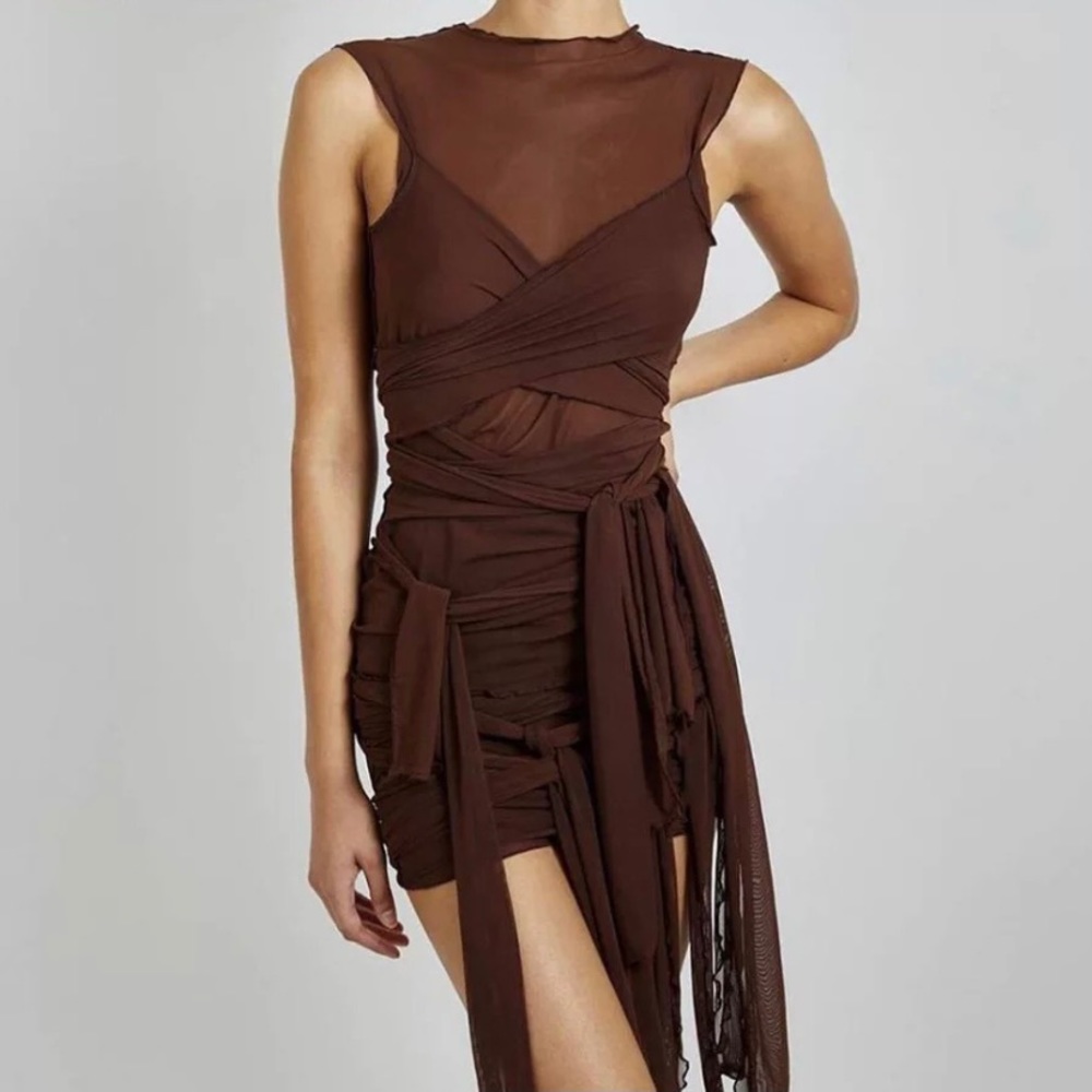 Brown wrap dress